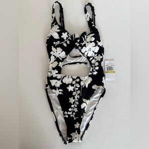 Swimwear Black and White Floral Michael Kors swimsuit one piece size 4